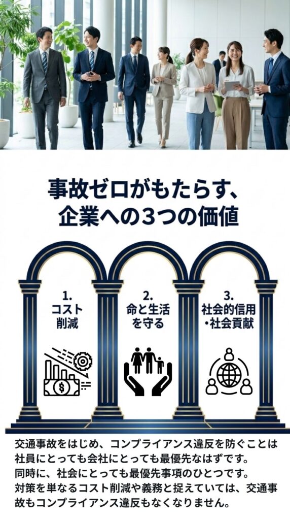 企業にもたらす価値、交通事故防止対策は企業も社会も守る