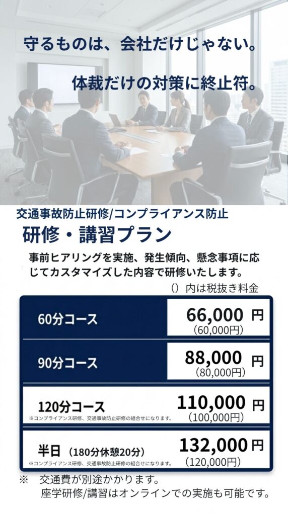 交通事故/コンプライアンス違反防止研修
クロスロードセーフティプログラム/ROADTOZERO